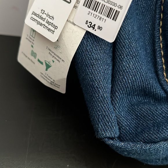 New Ardene Denim Backpack 13” laptop padded MacBook backpack notebook school bag - Picture 8 of 9